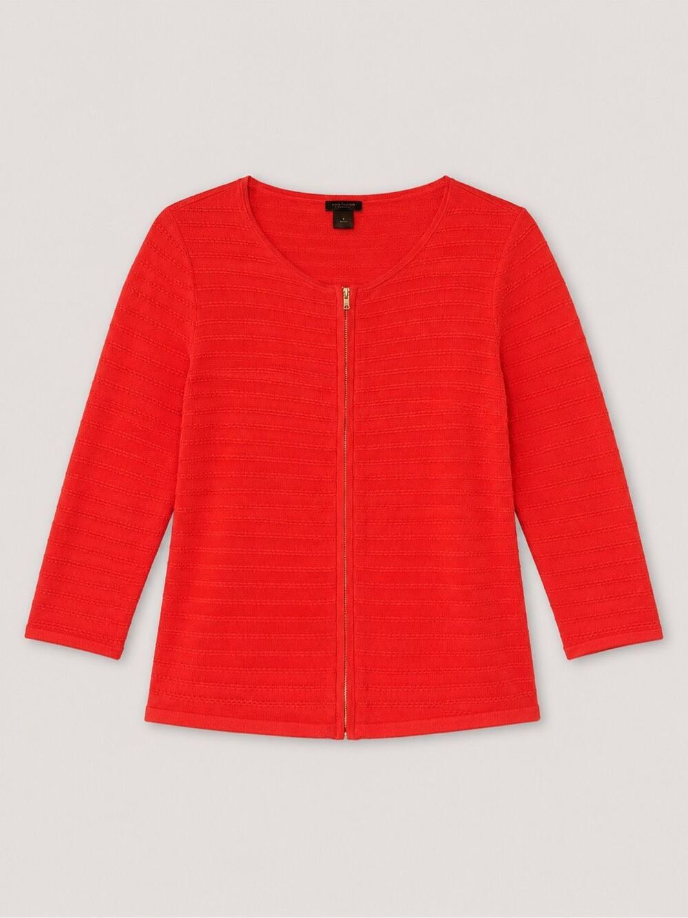 Ann Taylor Factory Women’s Medium Red Zip Front Textured Cardigan Sweater